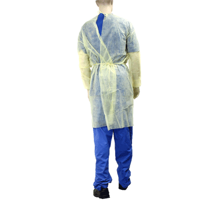 Isolation Gown Fluid Resistant w/ Ties, Yellow Large