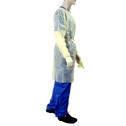 Isolation Gown Fluid Resistant w/ Ties, Yellow Large