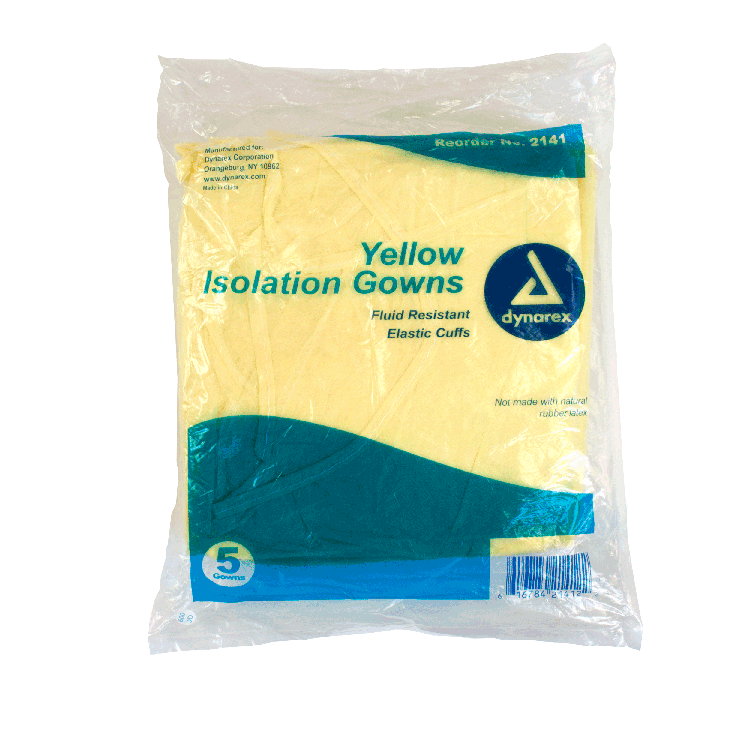 Isolation Gown Fluid Resistant w/ Ties, Yellow Large