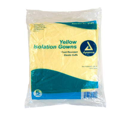 Isolation Gown Fluid Resistant w/ Ties, Yellow Large