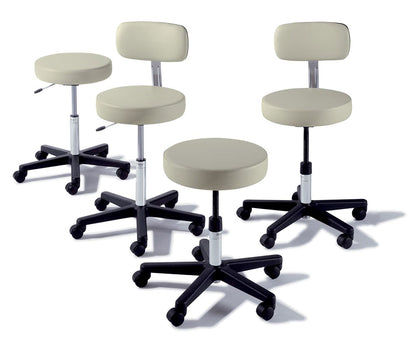 Ritter 271 Adjustable Stool with Back - Soft Rubber Casters