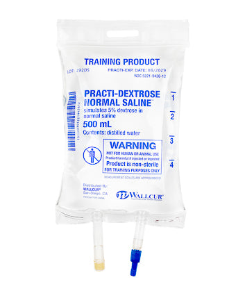 Practi-Dextrose Normal Saline™ 500 mL I.V. Solution Bag (for training)