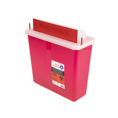 Sharps Container Red w/ Transparent Mailbox Lid 5QT