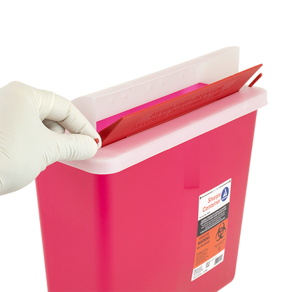 Sharps Container Red w/ Transparent Mailbox Lid 5QT