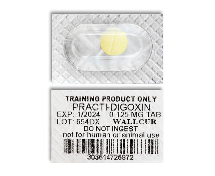 Practi-Digoxin™ 0.125 mg (Lanoxin) Oral Med For Training yellow tablet