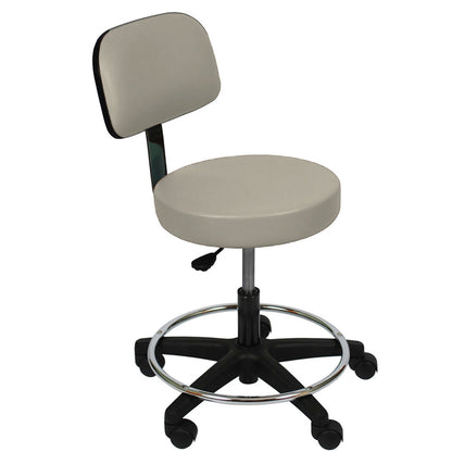 Ultra Comfort Stool with Back Rest & Foot Ring, Pneumatic Height Adjustment