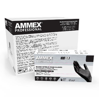 Nitrile Gloves, Disposable, Exam Grade, Black, Powder Free, Smooth, Polymer Coated, 100/bx, 10bx/cs