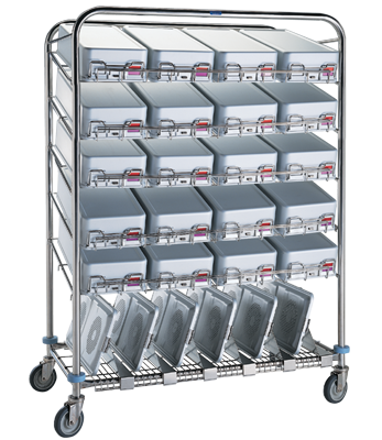 instrument container wash cart stainless steel