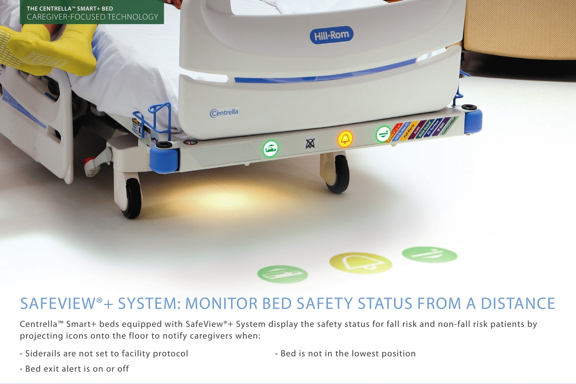 Hillrom Centrella Med-Surg Bed Safeview fetaure