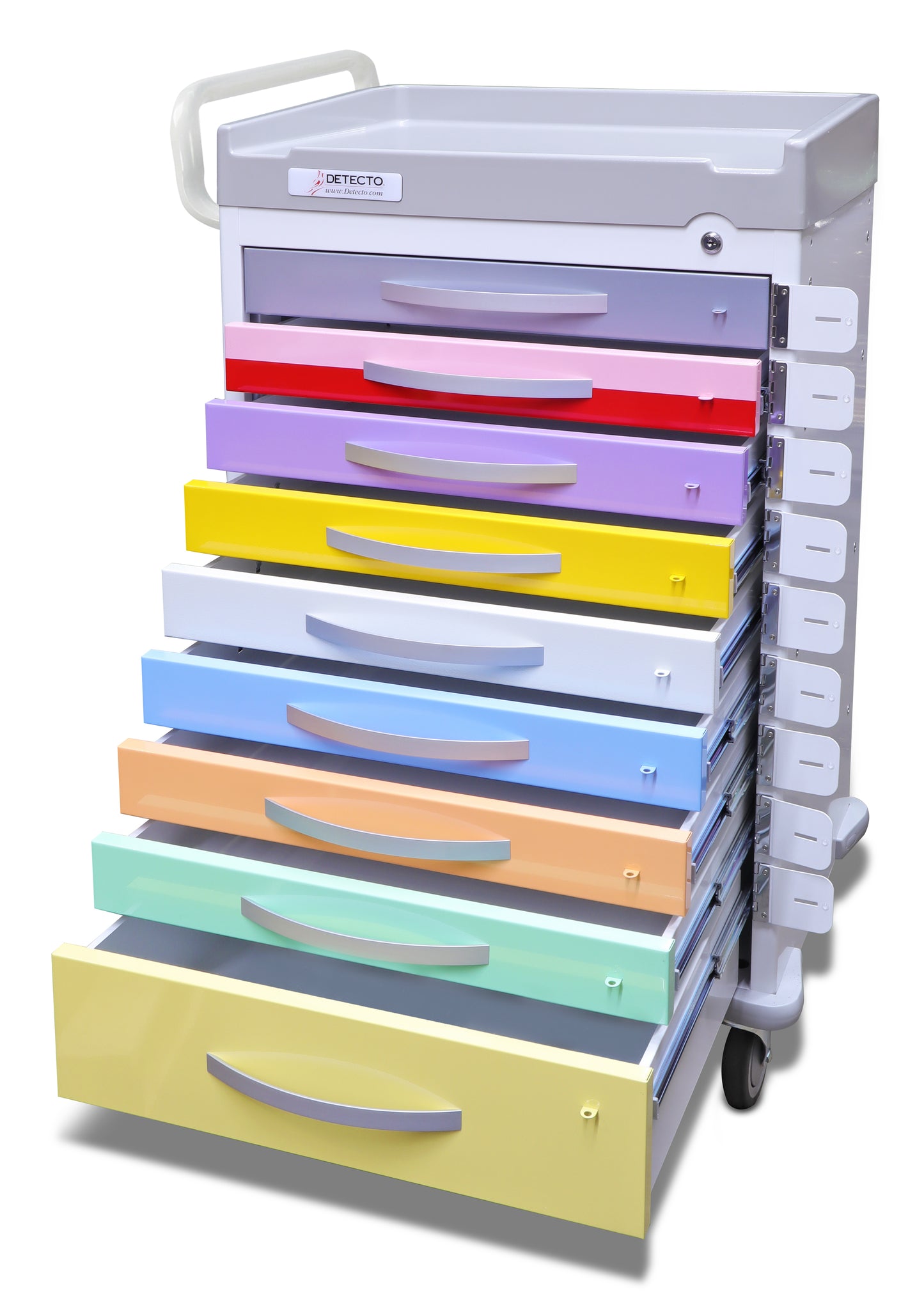 Rescue Series Pediatric Medical Cart, 9 multicolor drawers