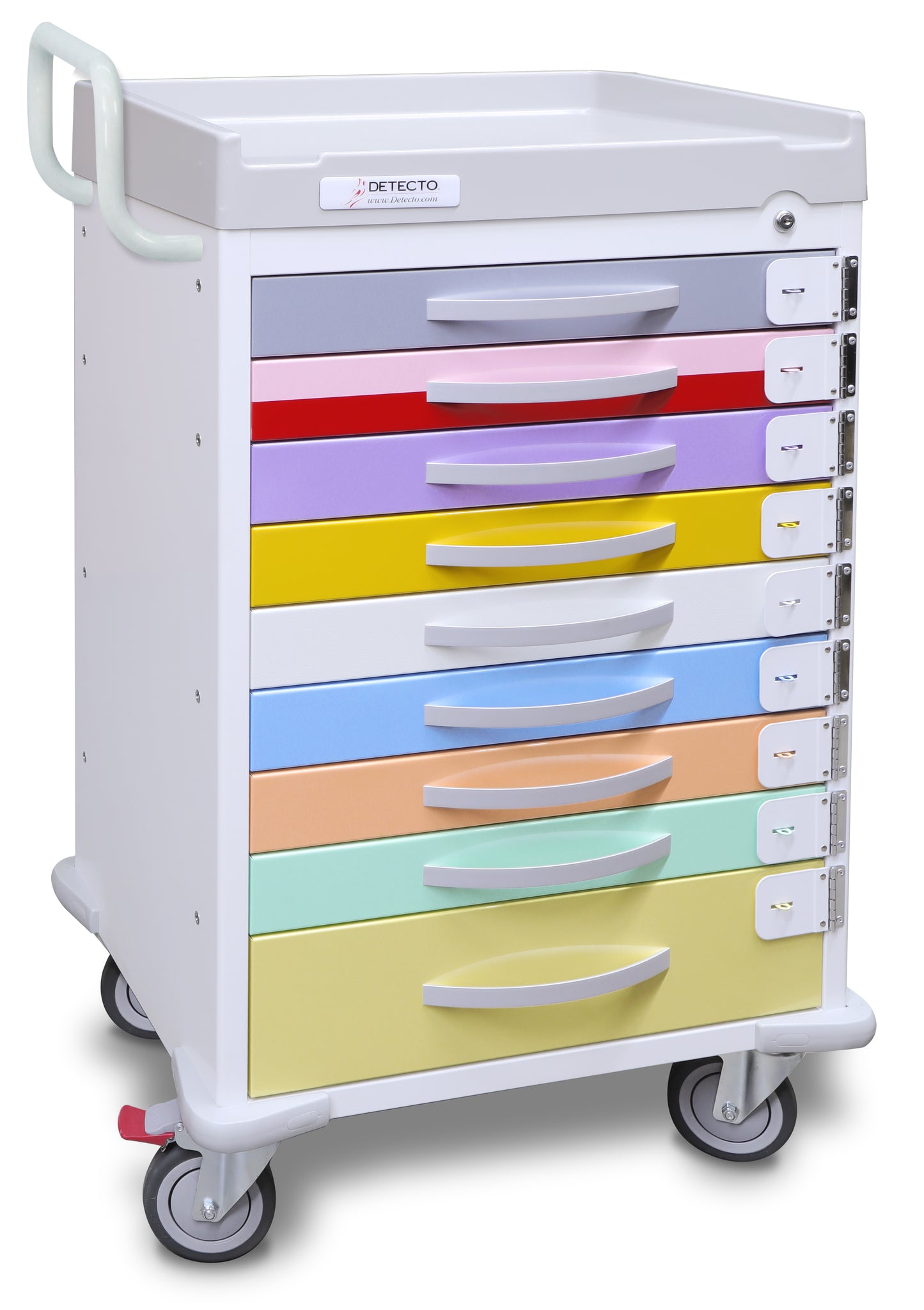 Rescue Series Pediatric Medical Cart, 9 multicolor drawers