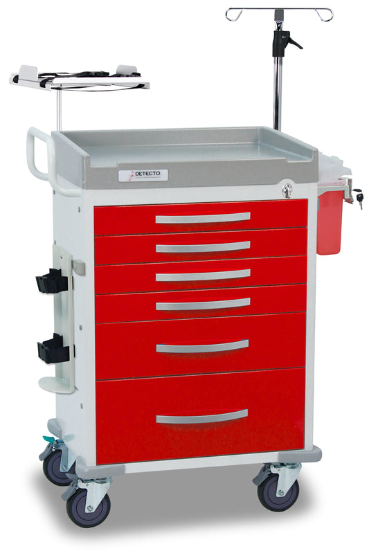 Loaded Rescue Series ER Medical Cart, 6 Red Drawer