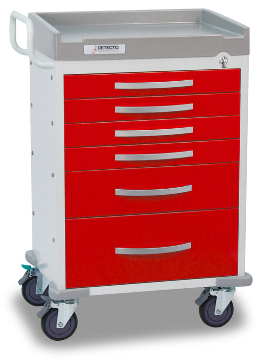 Rescue Series ER Medical Cart, 6 Red Drawers