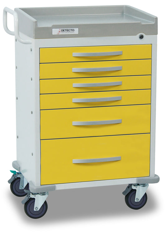 Rescue Series Isolation Medical Cart, 6 Yellow Drawers