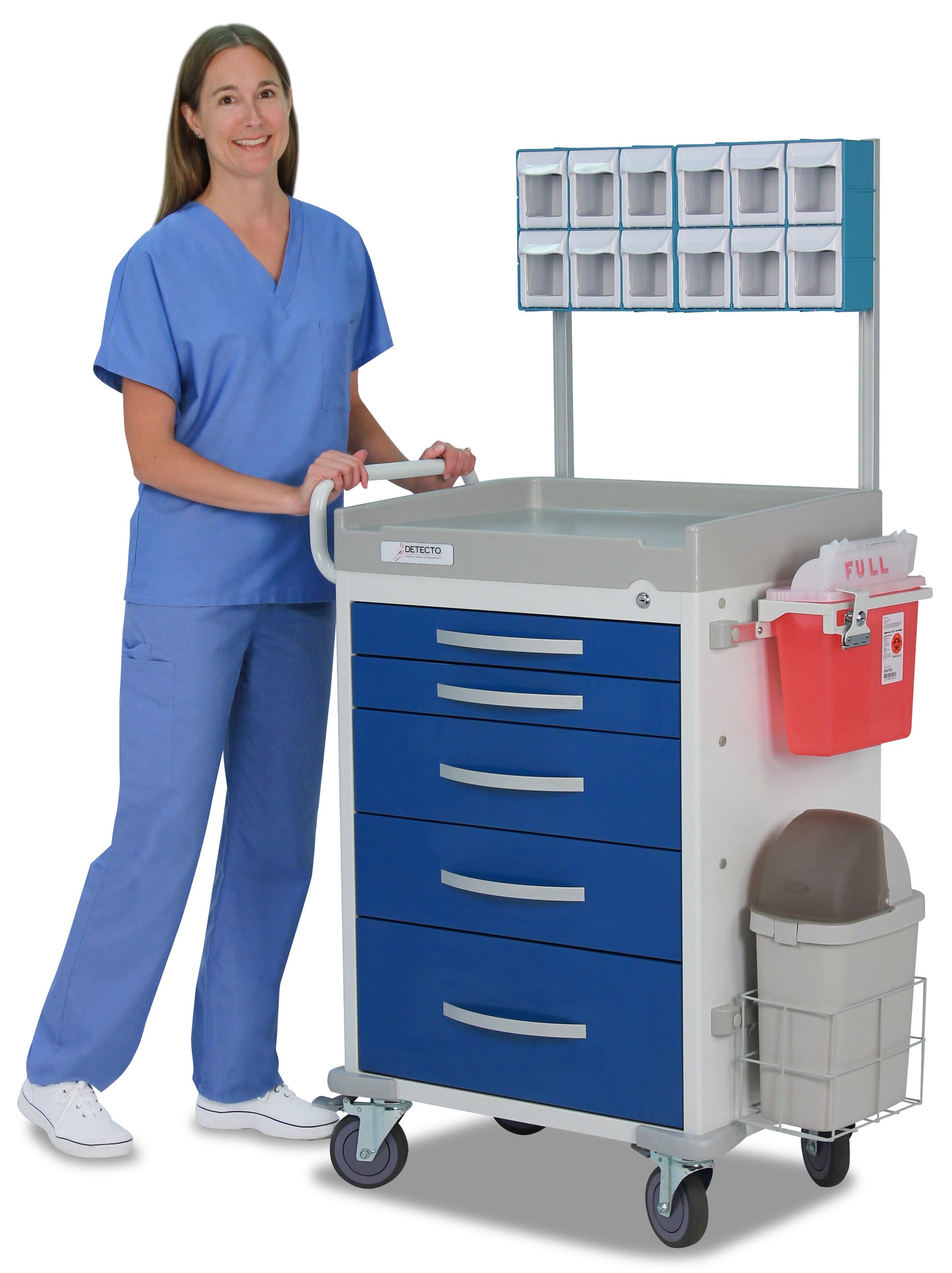 Loaded Rescue Series Anesthesiology Medical Cart, 5 Blue Drawers