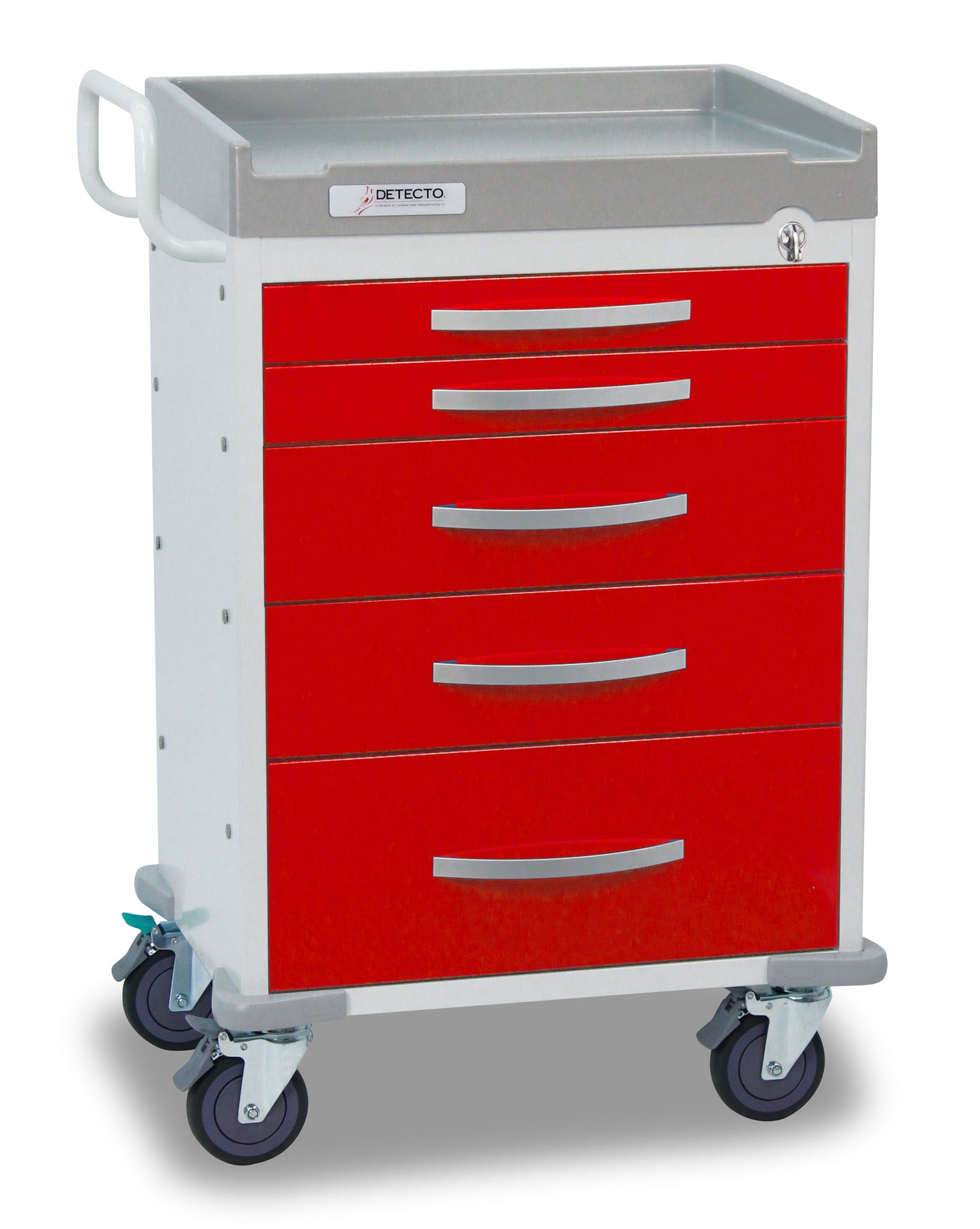 Rescue Series ER Medical Cart, 5 Red Drawers