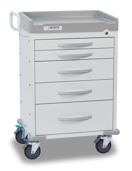 Rescue Series General Purpose Medical Cart, 5 White Drawers