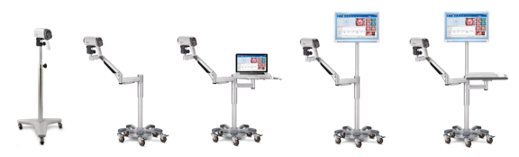 High resolution video colposcope with basic roll stand