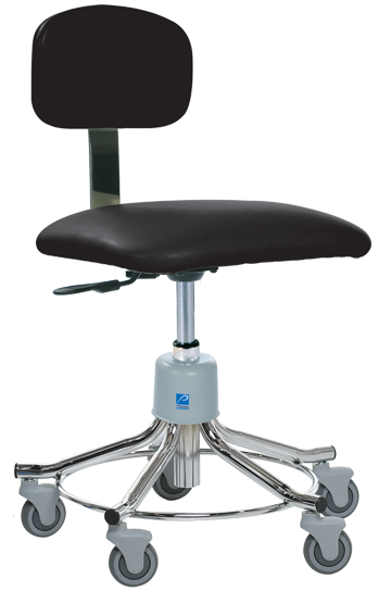 Square Seat Stool With Back, Gas Cylinder, 5-Caster