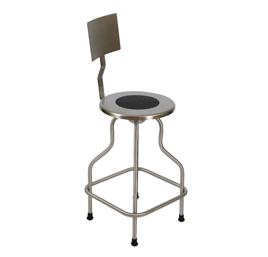 Stainless Steel Revolving Stool with Backrest and Foot Ring